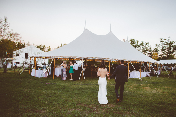 Outdoor, Rustic, Intimate Wedding Tent with Bride and Groom