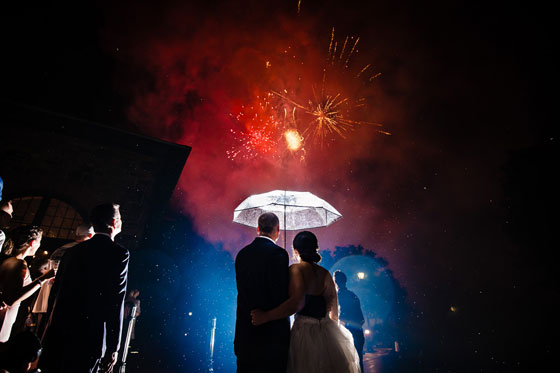 Bride and Groom Watching Fireworks